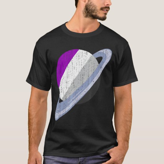 Saturnus Aseksualiteit Vlag LGBT Ace Pride Maand E T-shirt (Voorkant)