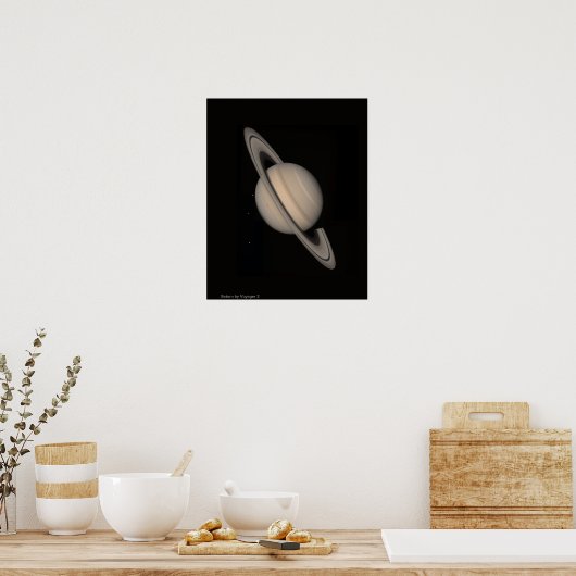 Saturnus bij Voyager 2 Poster (Keuken)