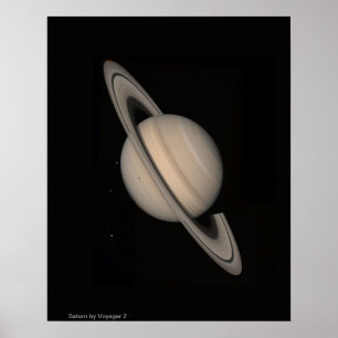 Saturnus bij Voyager 2 Poster