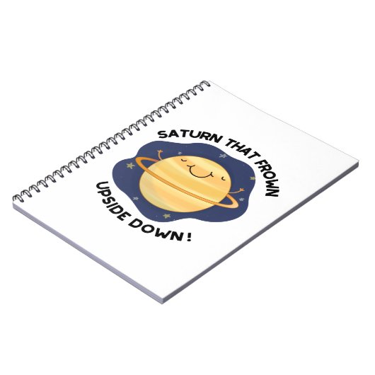 Saturnus die fronzen ondersteboven grappige planee notitieboek (Linkerzijde)