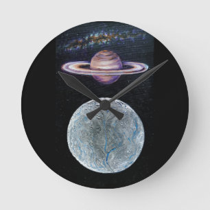 Saturnus en Enceladus Ronde Klok