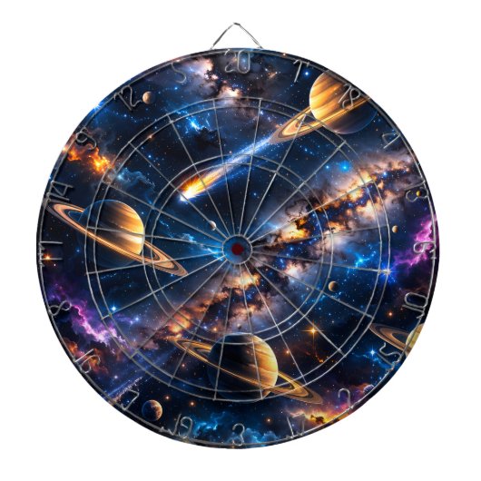 Saturnus en nevel premium dartbord (Voorkant)