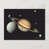 Saturnus en satellieten briefkaart (Voorkant)