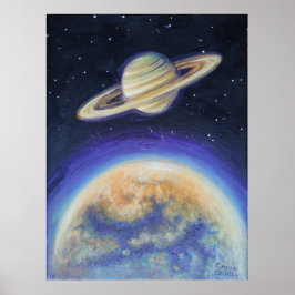 Saturnus en Titan Poster
