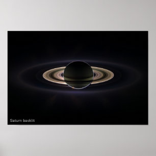 Saturnus met achtergrondverlichting poster