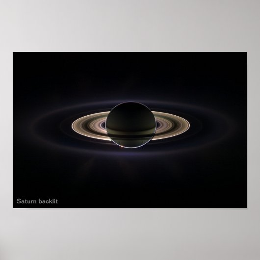 Saturnus met achtergrondverlichting poster (Voorkant)