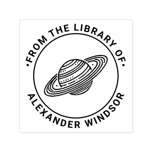 Saturnus met ringen #4 Bibliotheek Boek Naam Zelfinktende Stempel (Design)