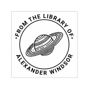 Saturnus met ringen #4 Bibliotheek Boeknaam Zelfinktende Stempel