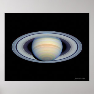 Saturnus met ringen in de breedste hoek ten opzich poster