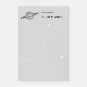 Saturnus met ringen in de buitenruimte gepersonali post-it® notes