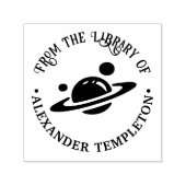 Saturnus met ringen, manen Bibliotheek Boeknaam Zelfinktende Stempel (Design)