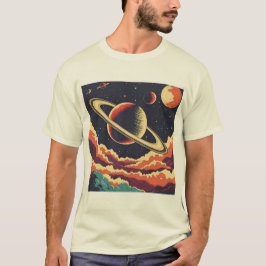 Saturnus over de vurige horizon t-shirt