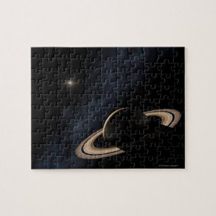 Saturnus-planeet in zonnestelsel, close-up legpuzzel