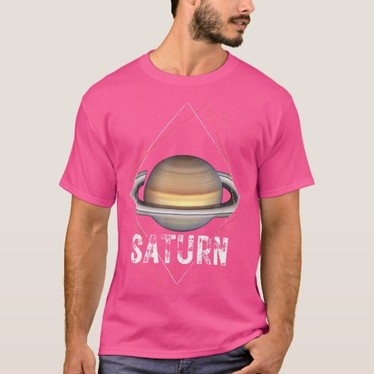 Saturnus Planeet Zonnestelsel Ruimte Astronomie T-shirt (Voorkant)