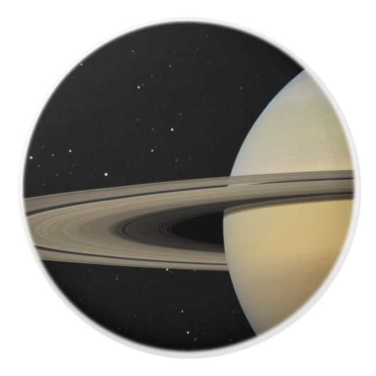 Saturnus Planet Zonnestelsel met ringen Steenbok Keramische Knop (Voorkant)