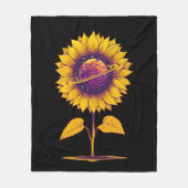 Saturnus Zonnebloem-zwart Fleece Deken (Voorkant)