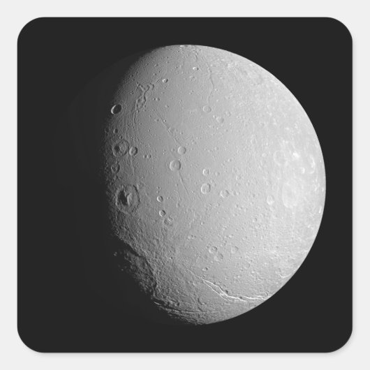 Saturnus's maan Dione 2 Vierkante Sticker (Voorkant)