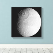 Saturnus's maan Tethys 2 Canvas Afdruk (Insitu (Houten vloer))