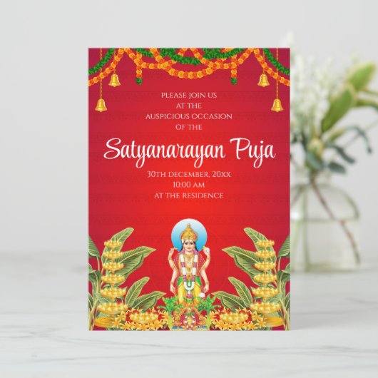 Satya Narayan pooja uitnodiging Satyanarayan uitno (Staand voorkant)