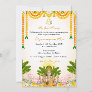 Satyanarayan Katha Invitation Kaart, Indische Puja Kaart