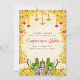 Satyanarayan pooja uitnodiging Indiase puja uitnod
