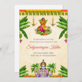 Satyanarayan uitnodiging Indiase puja uitnodigen (Voorkant / Achterkant)