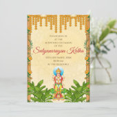 Satyanarayan uitnodiging Indiase puja uitnodiging (Staand voorkant)