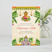 Satyanarayan uitnodiging Indiase puja uitnodiging (Staand voorkant)
