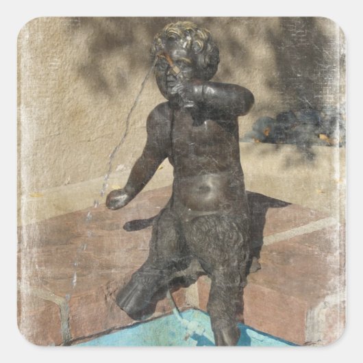Satyr Fountain Vierkante Sticker (Voorkant)