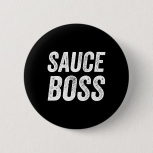 Sauce Baas Chef Bbq Koken Eten Grappig  Ronde Button 5,7 Cm
