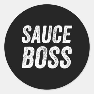 Sauce Baas Chef Bbq Koken Eten Humor Ronde Sticker