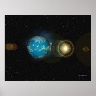 Saucer die met de aarde poseren poster
