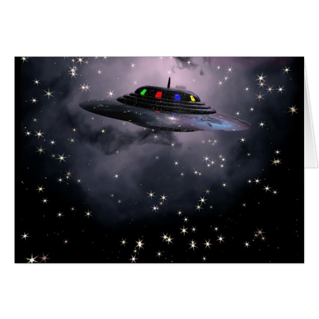 Saucer tegen nachtelijke hemel (Voorkant Horizontaal)