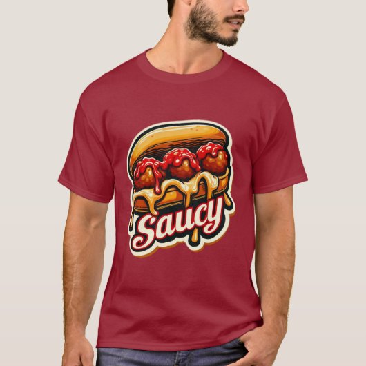 SAUCY GEHAKTBAL SANDWICH 5 T-SHIRT (Voorkant)
