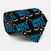 Saucy Mitts Hockey-Logo op zwart Stropdas (Opgerold)