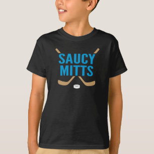 Saucy Mitts Hockey-Logo over zwarte jongeren T-shirt