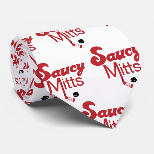 Saucy Mitts Hockey Stropdas Red (Opgerold)