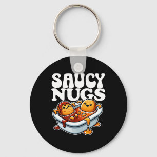 Saucy Nugs Cartoon Food Funny BBQ Sauce Chicken Nu Sleutelhanger