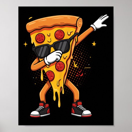 Saucy Pizzeria Dabbing Pie Sungles Drip Pizza Poster (Voorkant)