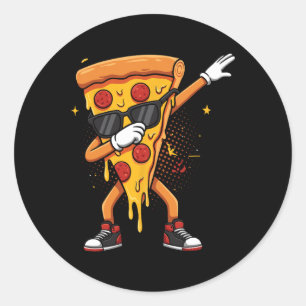 Saucy Pizzeria Dabbing Pie Sungles Drip Pizza Ronde Sticker