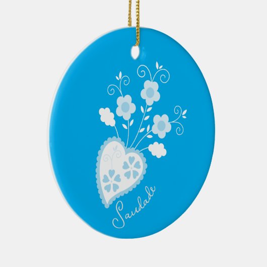 Saudade betekent dat ik je Portugese hart mis Keramisch Ornament (Rechts)