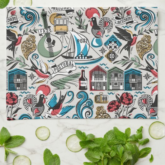 Saudade // populaire motieven uit Portugal Theedoek (Gevouwen)