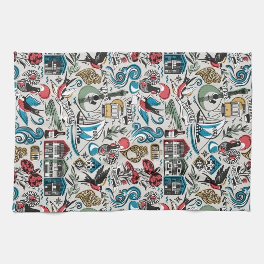 Saudade // populaire motieven uit Portugal Theedoek (Horizontaal)