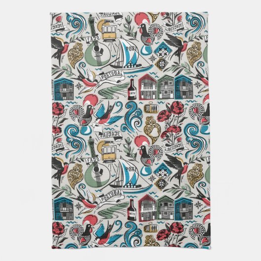 Saudade // populaire motieven uit Portugal Theedoek (Verticaal)