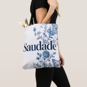 Saudade Portugese Tote Bag – Blauwe Azulejo Bloeme (Dichtbij)