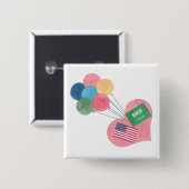 saudi - amerikaanse vierkant pinback button (Voorkant /achterkant)