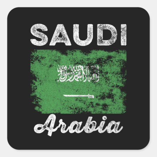 Saudi Arabia Flag Distressed Saudi Flag Vierkante Sticker (Voorkant)