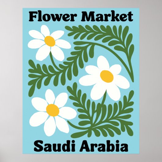 Saudi Arabia Flower Market White Daisy Wall Poster (Voorkant)