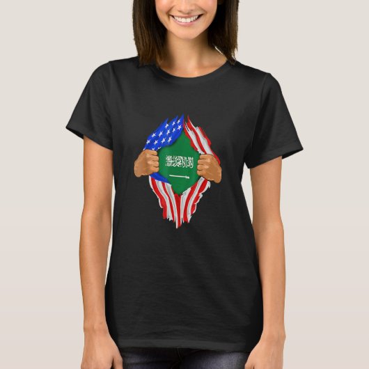 Saudi Arabian Blood Inside Me Saudi Arabia Flag T-shirt (Voorkant)
