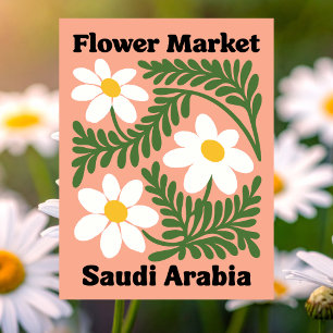 Saudi-Arabië Bloemenmarkt Witte Madelief Briefkaart
